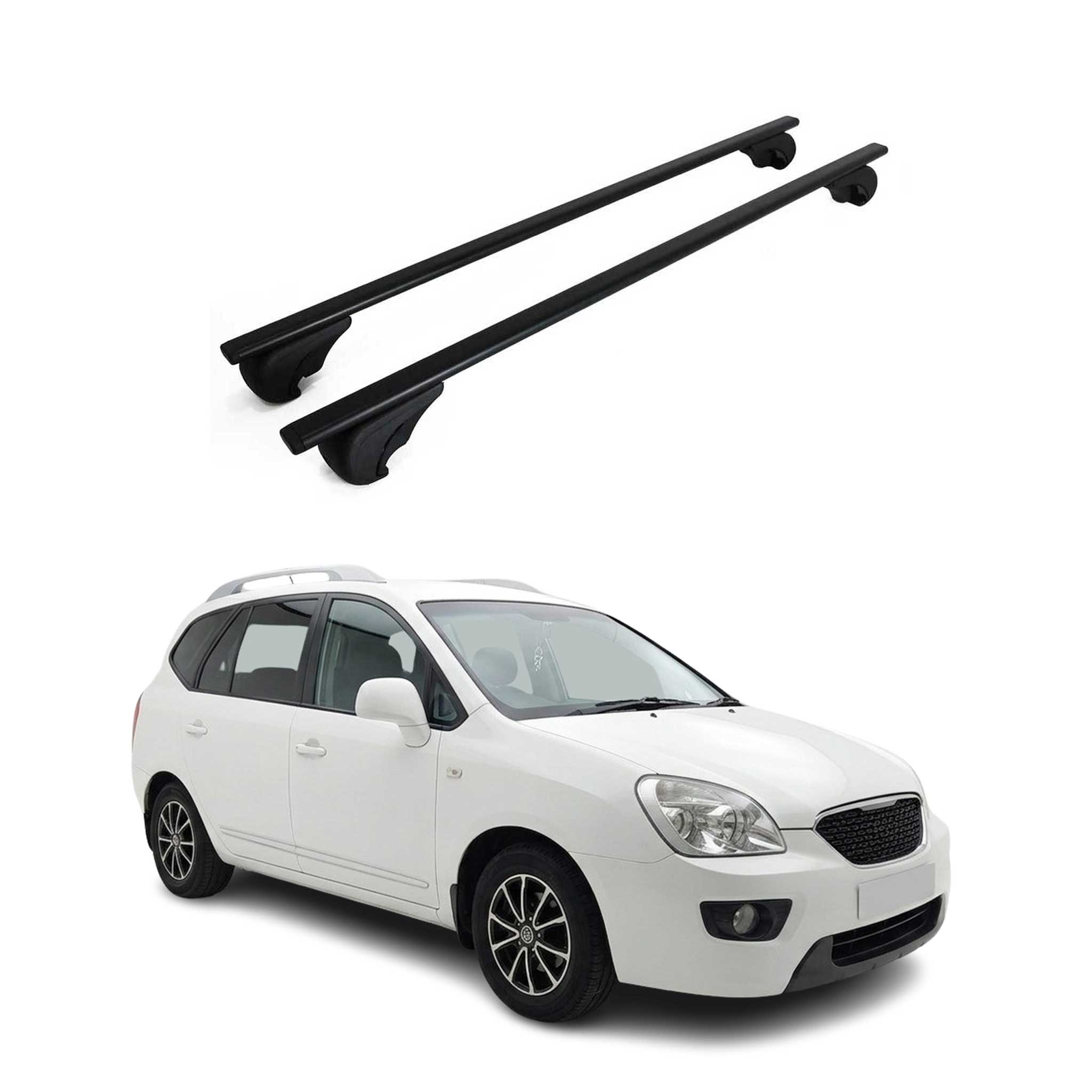 Dachträger Grundträger für Kia Carens II 2006-2012 Metall Schwarz 2tlg