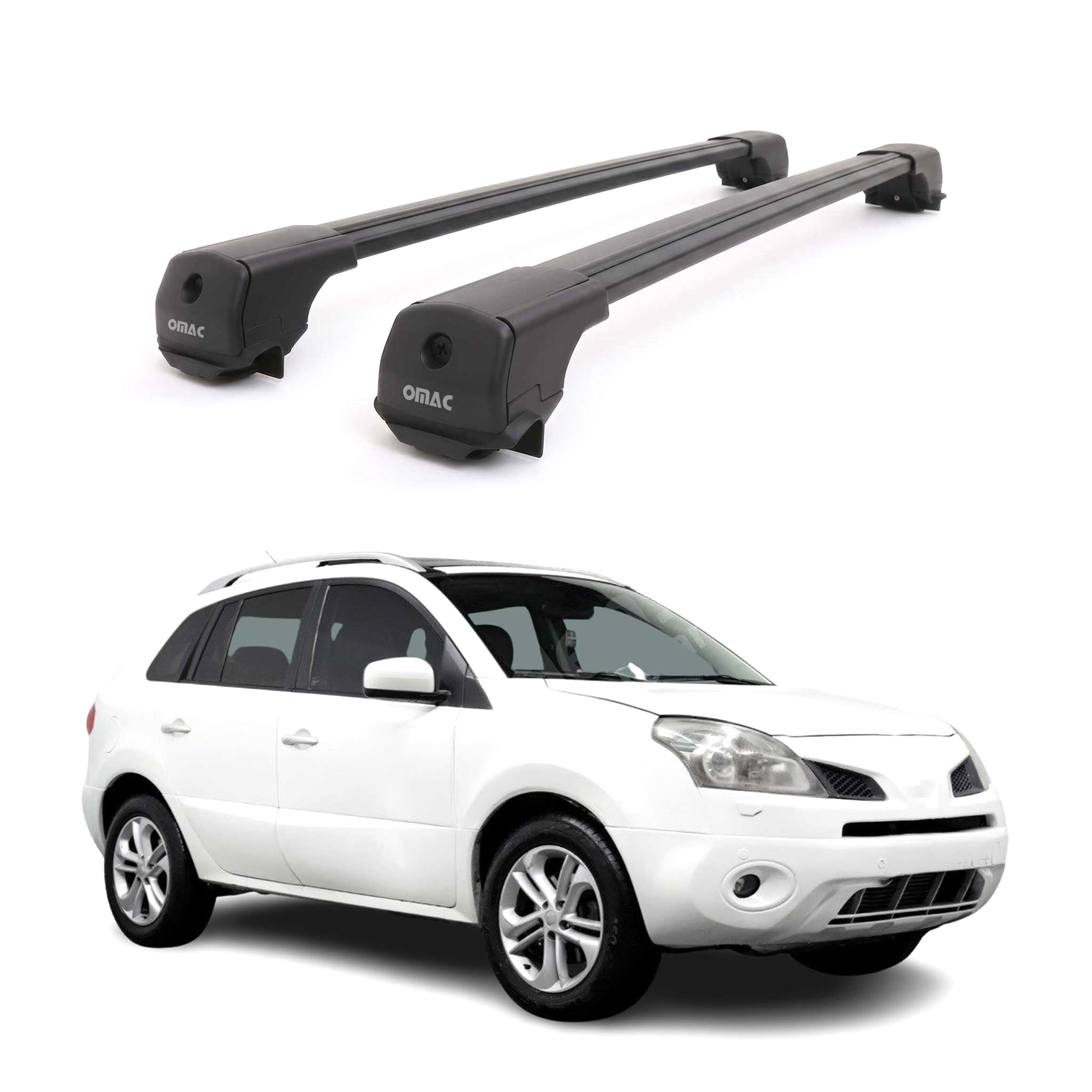 Dachträger für Renault Koleos I 2011-2015 Facelift Aluminium 75kg Schwarz 2tlg
