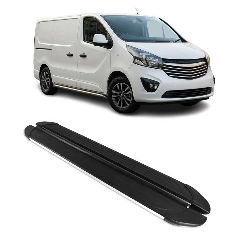 Trittbretter Seitenschweller für Opel Vivaro B 2014-2019 L1 Alu Schwarz Grau