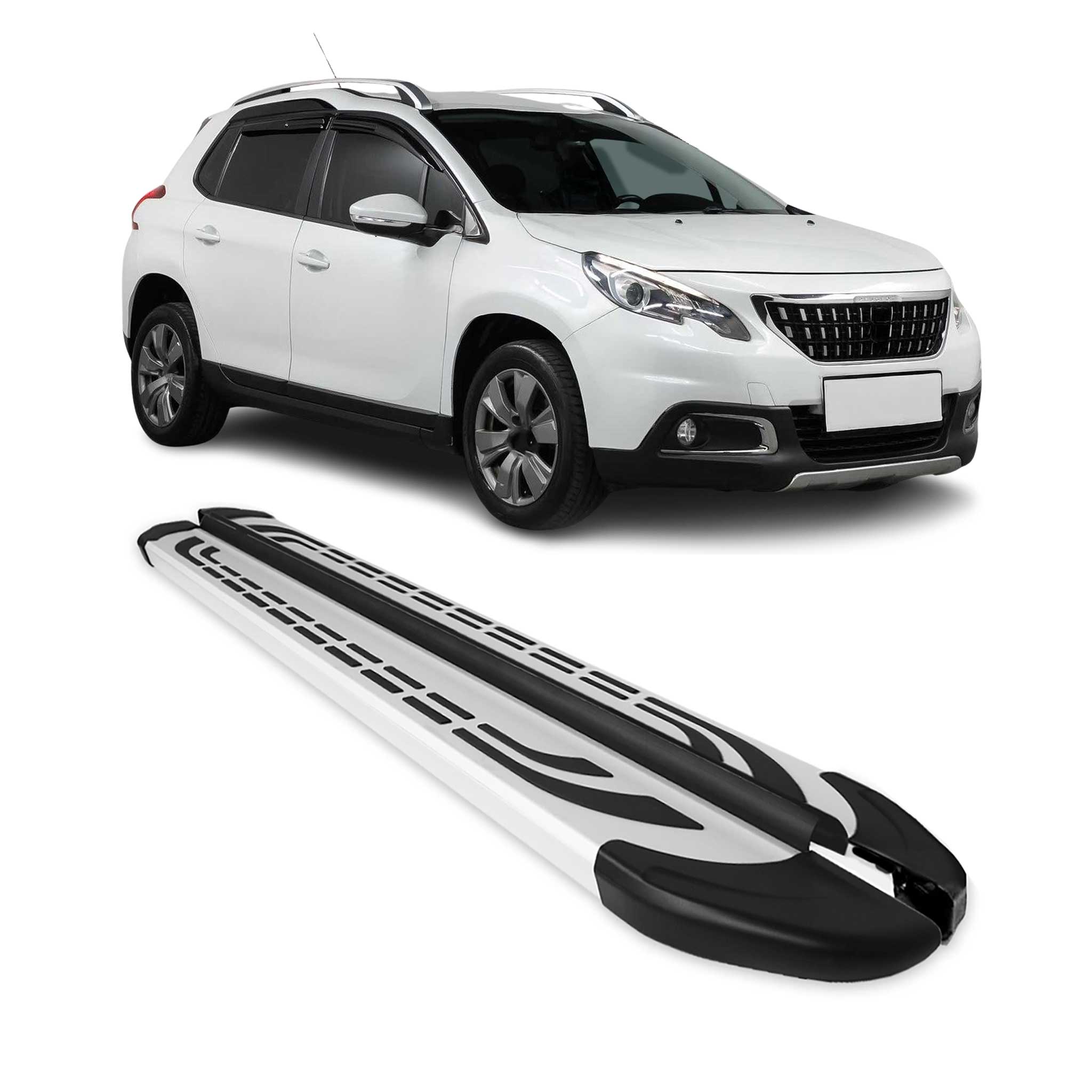 Trittbretter Seitenschweller Seitenbretter für Peugeot 2008 I 2013-2019 Alu Grau