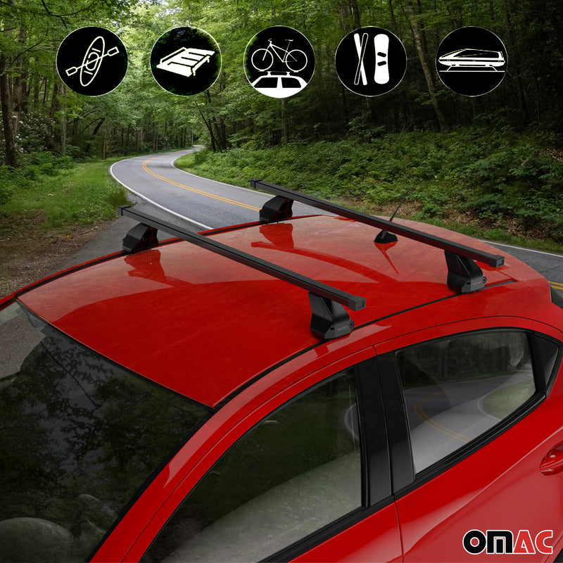 Menabo Dachträger Grundtäger für Lancia Musa 2004-2006 75kg Stahl Schwarz 2 tlg