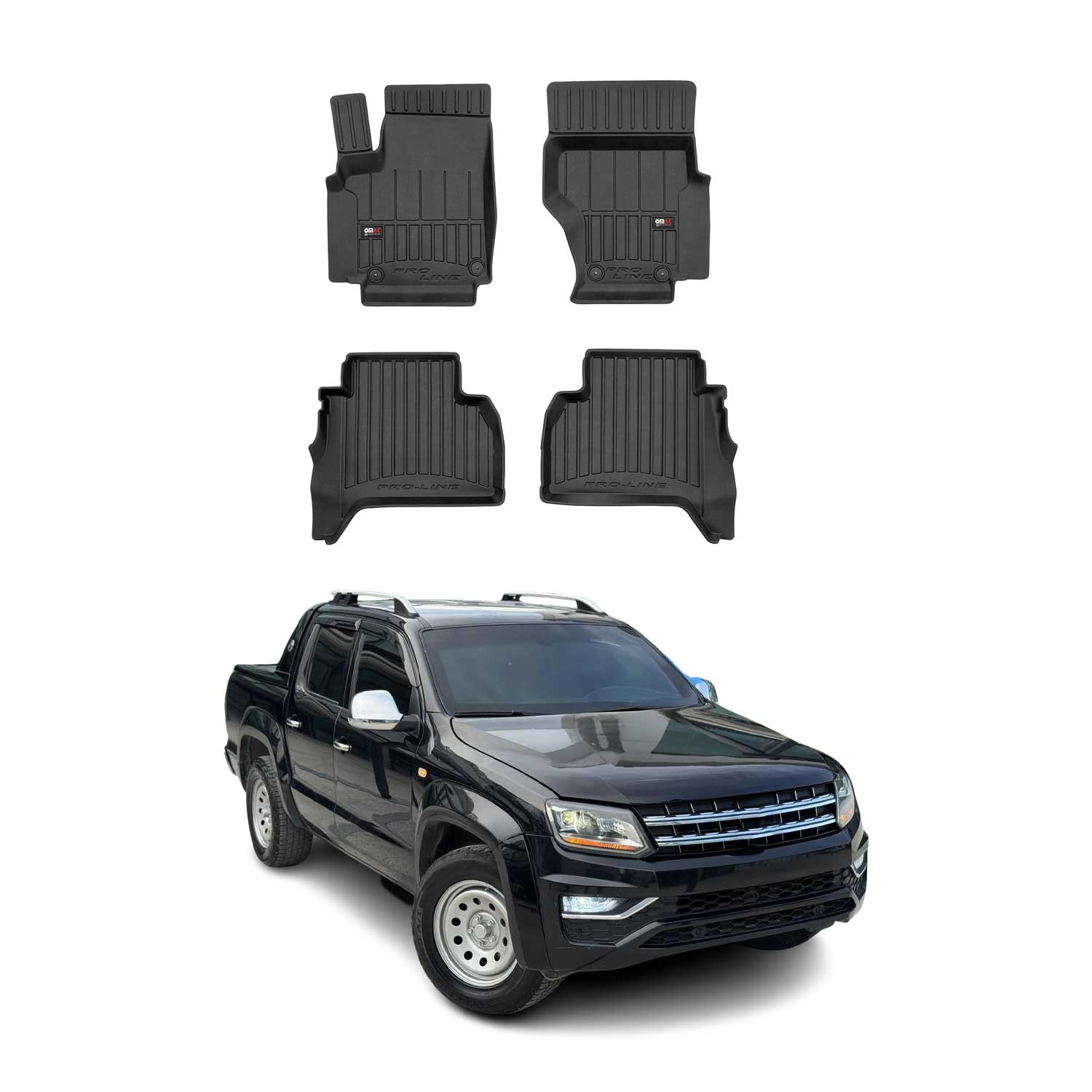 OMAC Gummi Fußmatten für VW Amarok Double Cab 2011-2021 Premium Gummi Schwarz 4x