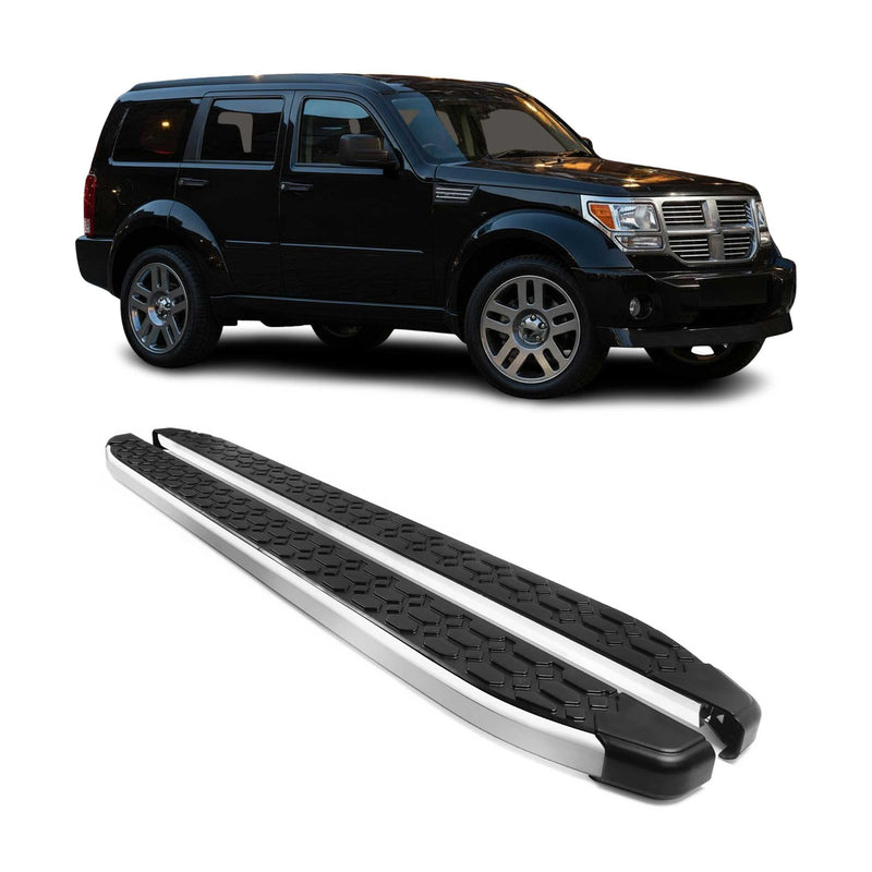 Alu Trittbretter Seitenschweller für Dodge Nitro 2007-2012 Schwarz Silber 2tlg