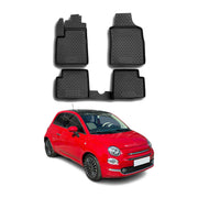 OMAC Gummimatten Fußmatten für Fiat 500 500C 2007-2020 TPE Automatten Schwarz 4x