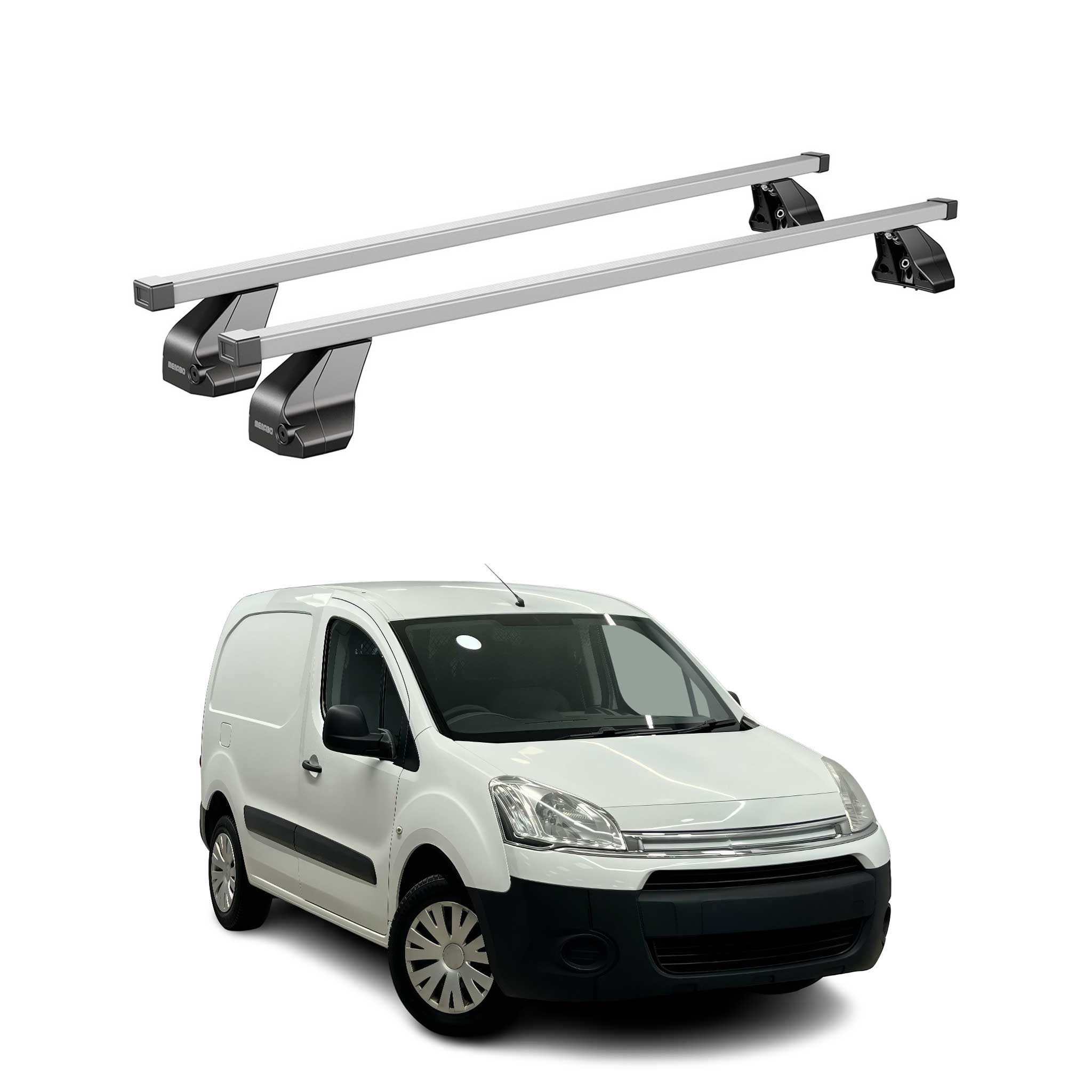 Menabo Dachträger Grundtäger für Citroen Berlingo 2008-2018 75kg Stahl Silber 2x