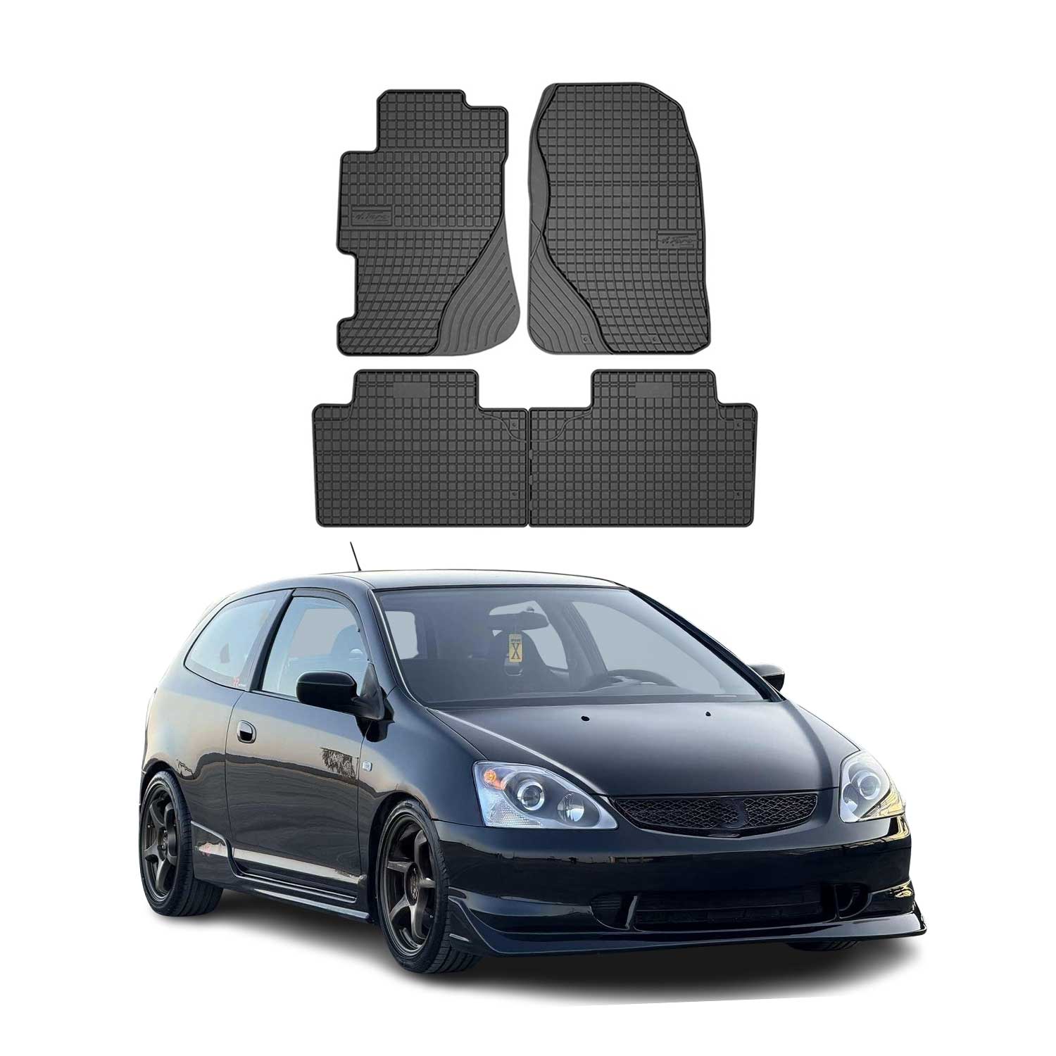 OMAC Gummi Fußmatten für Honda Civic 5D 2001-2006 Automatten Gummi Schwarz 4tlg
