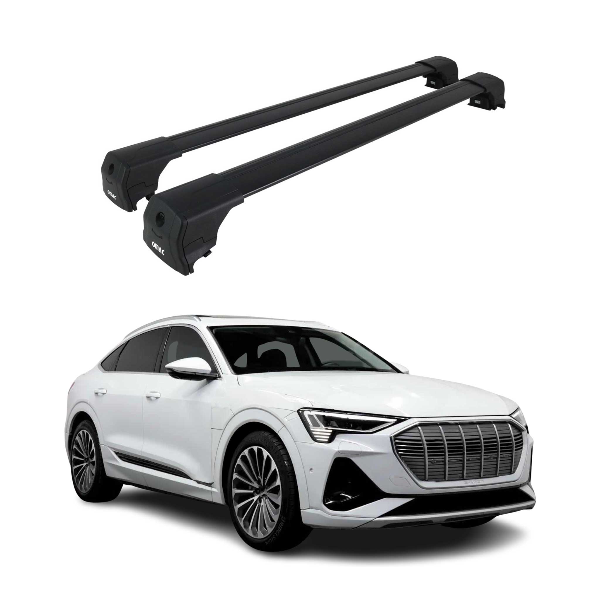 Dachträger Grundtäger für Audi Q8 e-Tron 2022-2026 75kg Aluminium Schwarz 2 tlg