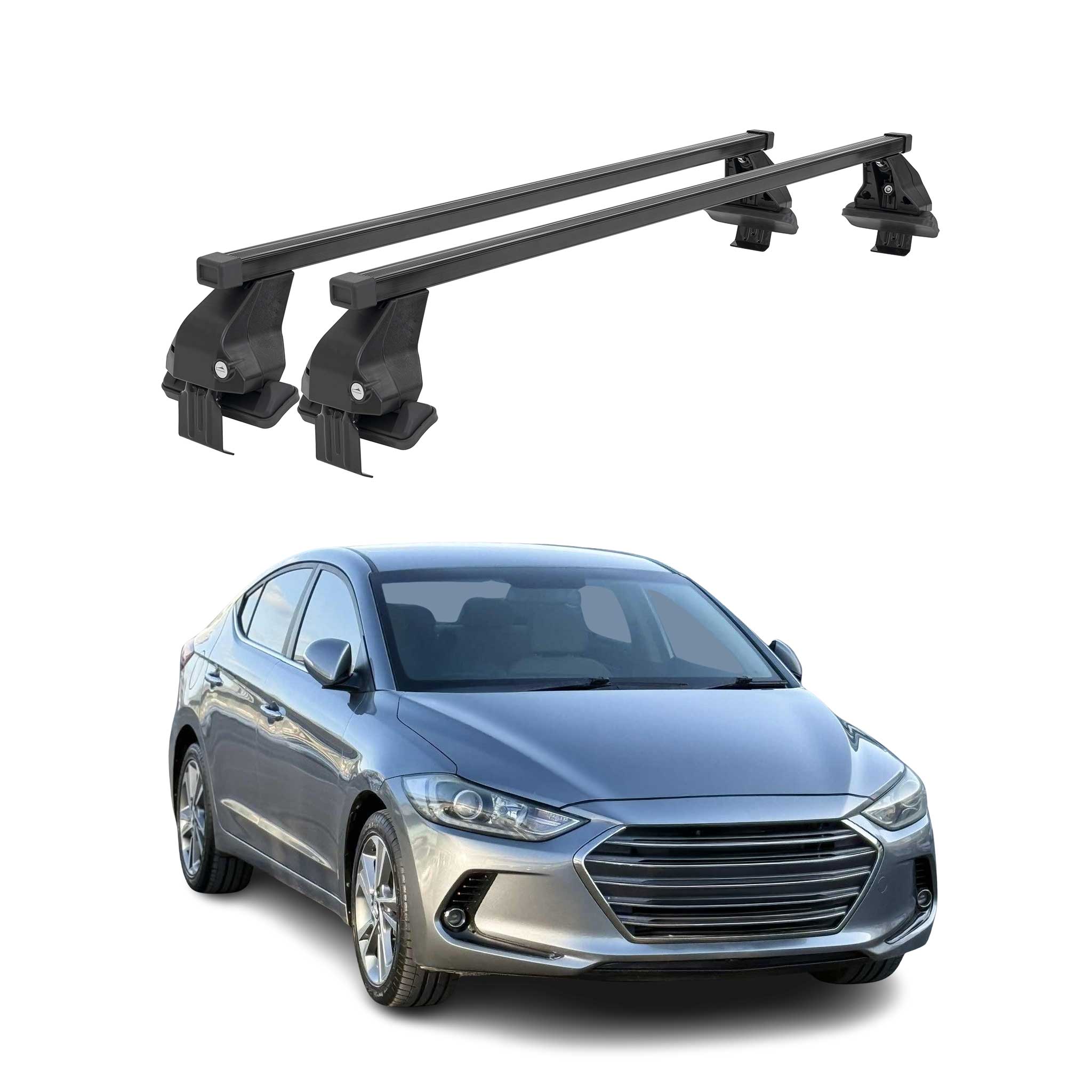 Menabo Dachträger Grundtäger für Hyundai Elantra mk6 2017-2020 50kg Schwarz 2x