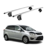 Alu Dachträger für Ford C-Max II 2010-2019 TÜV T-Nut Abschließbar 2tlg Silber
