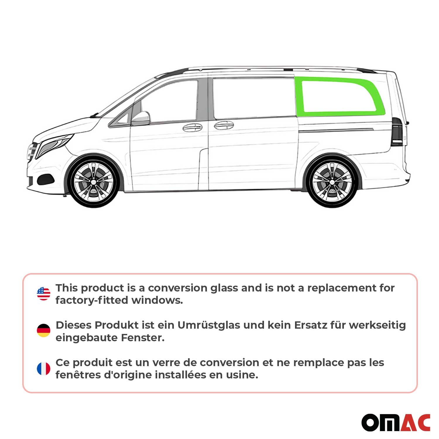 Seitenfenster Sicherheitsglas für Mercedes Vito W447 2014-2026 Fenster Links L3