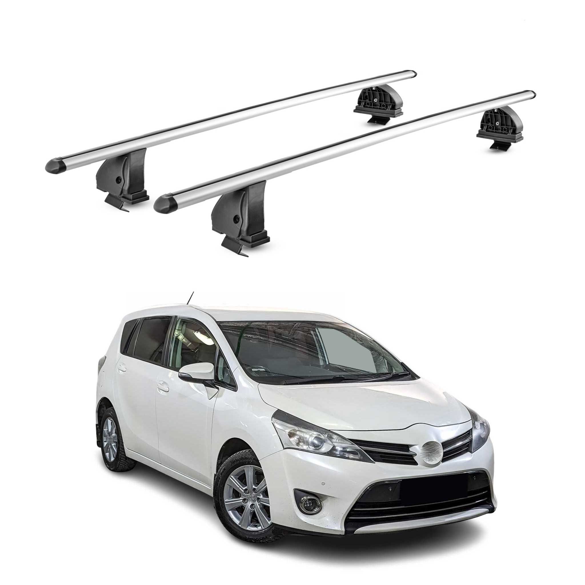 Alu Dachträger für Toyota Verso S 2010-2016 TÜV T-Nut Abschließbar 2tlg Silber