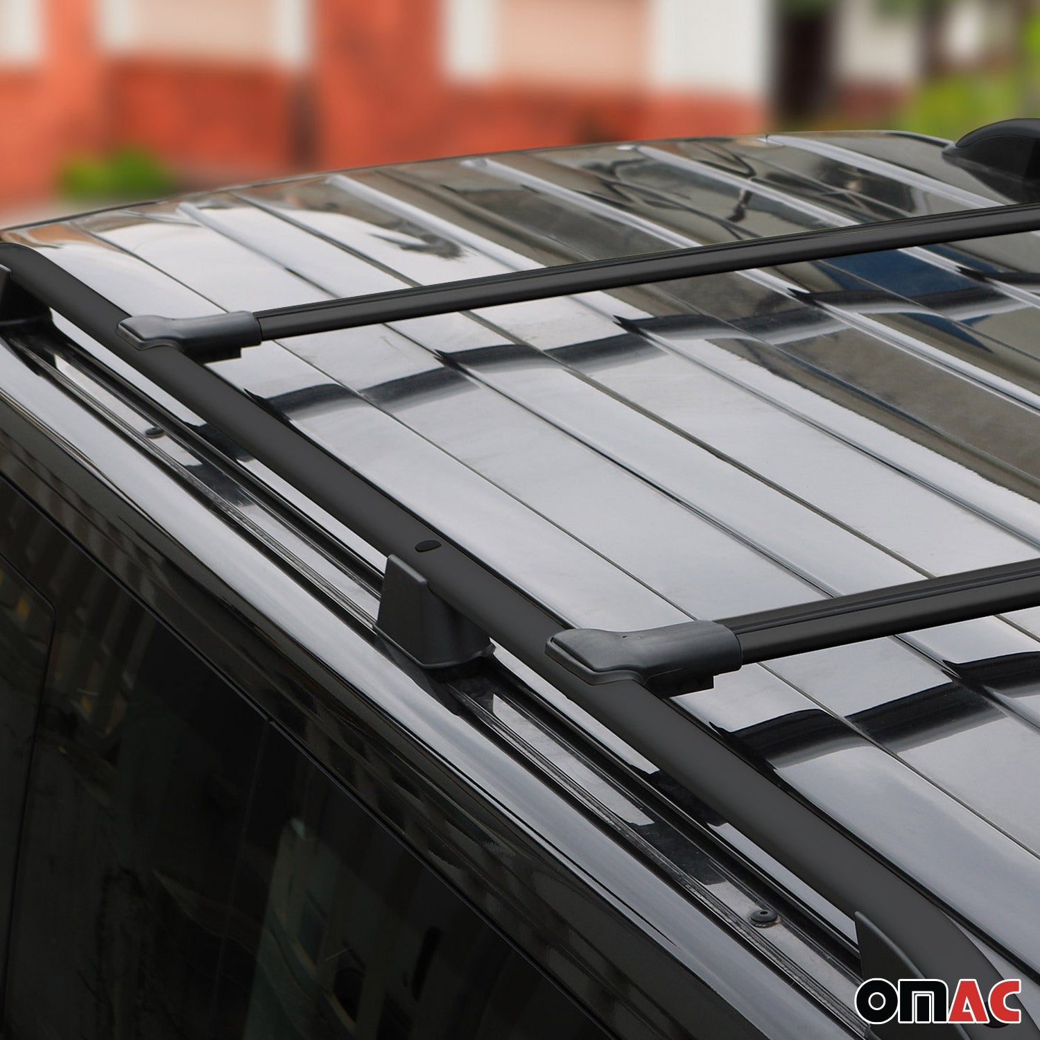 Dachreling + Dachträger SET für VW Caddy 2003-2010 L2 Langer Alu Schwarz 4tlg
