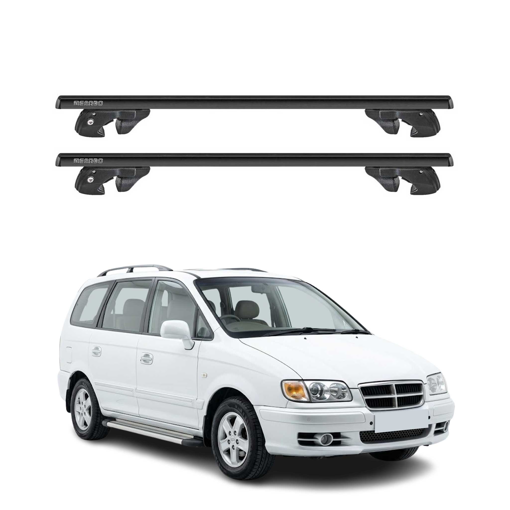 Dachträger Grundtäger für Hyundai Trajet 1999-2008 Alu 90kg TÜV Schwarz 2tlg
