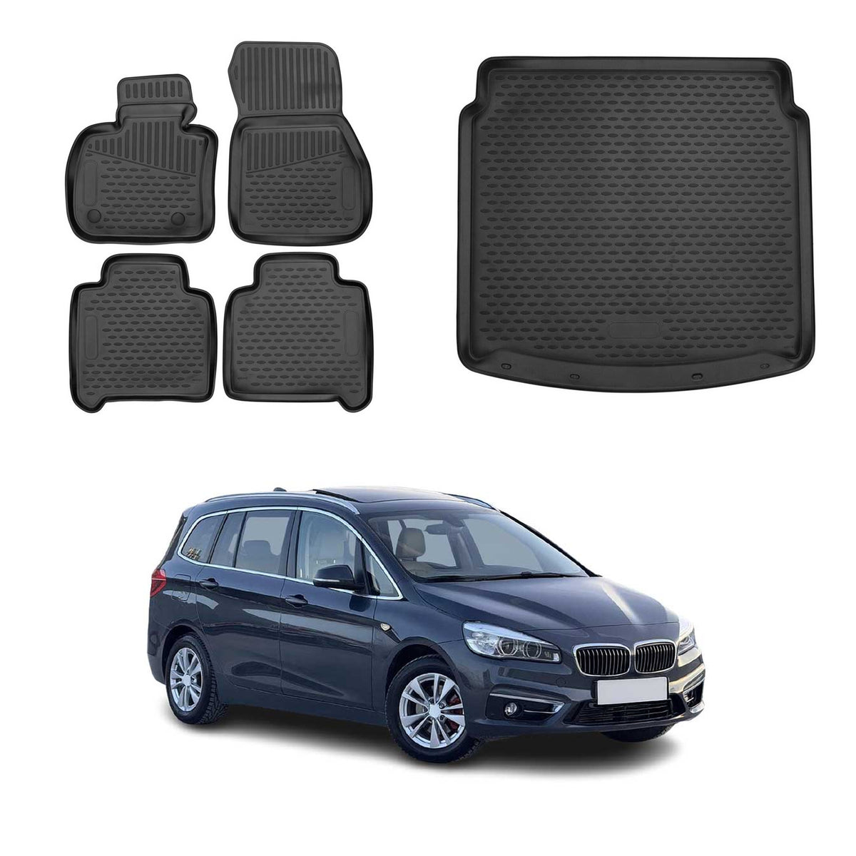 OMAC Fußmatten & Kofferraumwanne Set für BMW 2er Gran Tourer F46 2015-2023