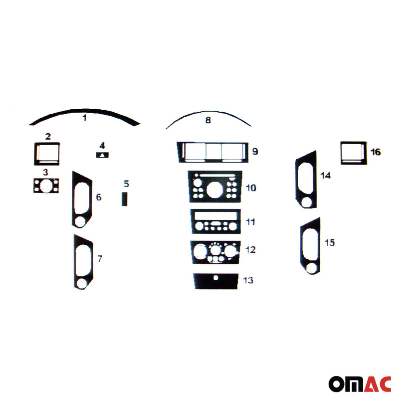 Innenraum Dekor Cockpit für Opel Meriva 2003-2010 Piano Schwarz Optik 16tlg