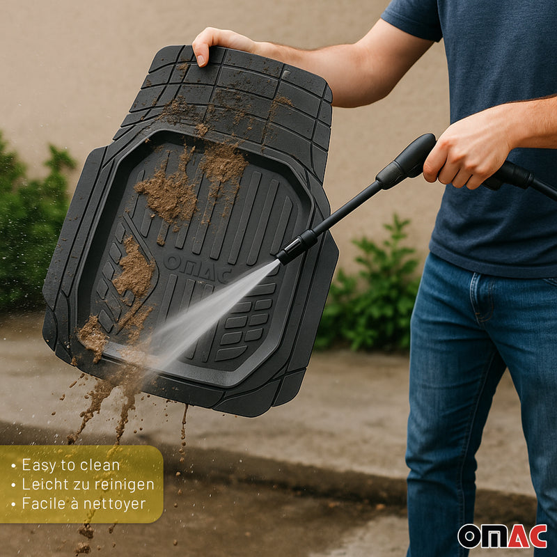 GMC Fußmatten Zuschneidbar Gummi Schwarz 4Tlg