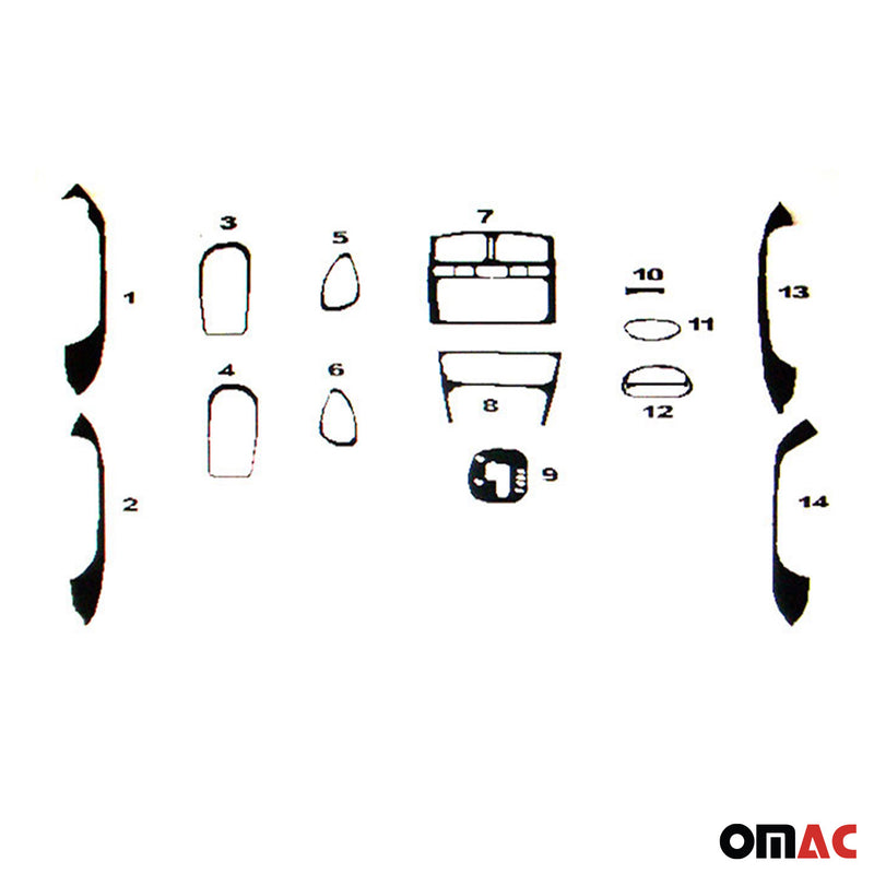 Innenraum Dekor Cockpit für Hyundai Santa Fe 2002-2006 Aluminium Optik 14tlg