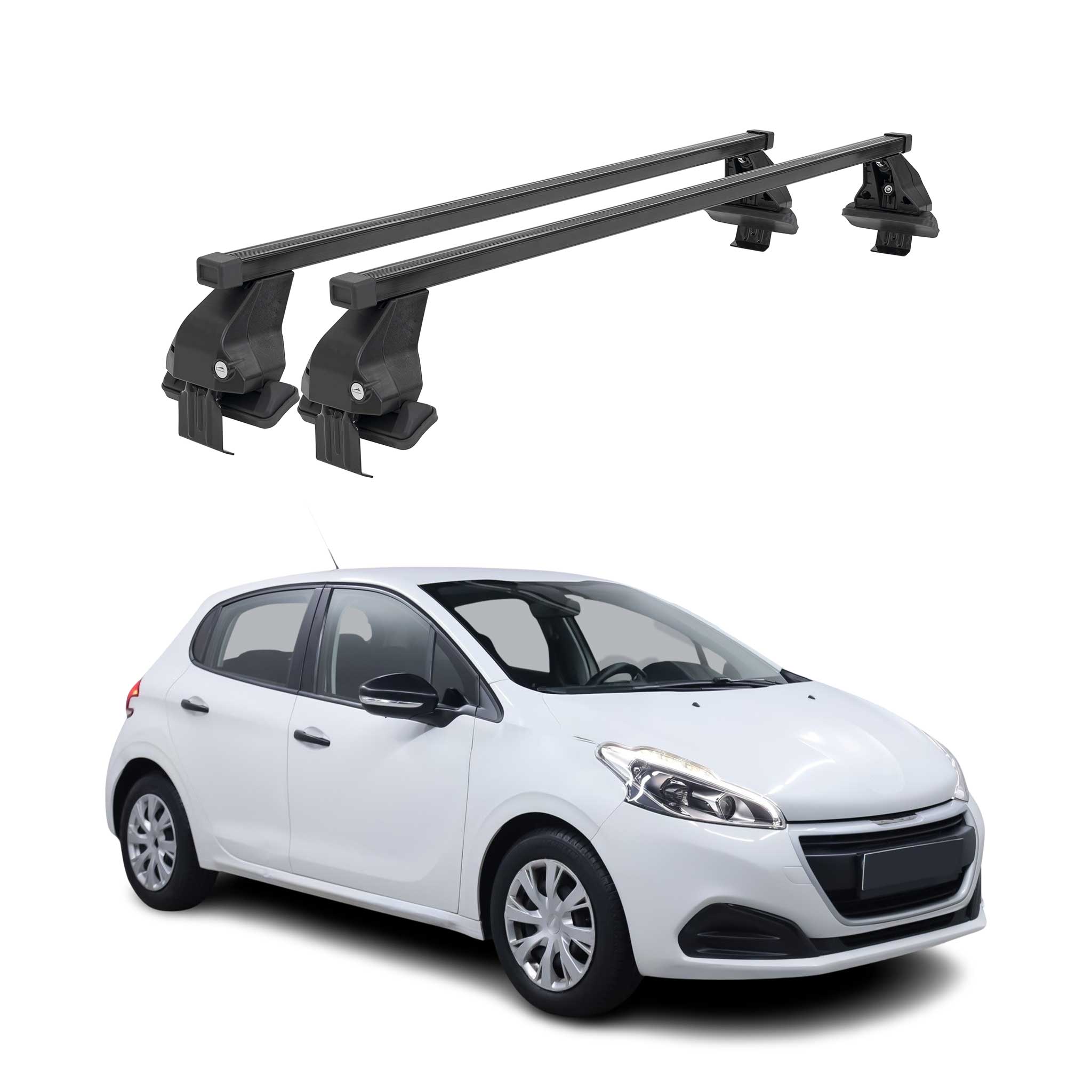 Menabo Dachträger Grundtäger für Peugeot 208 2015-2019 FL 50kg Stahl Schwarz 2x