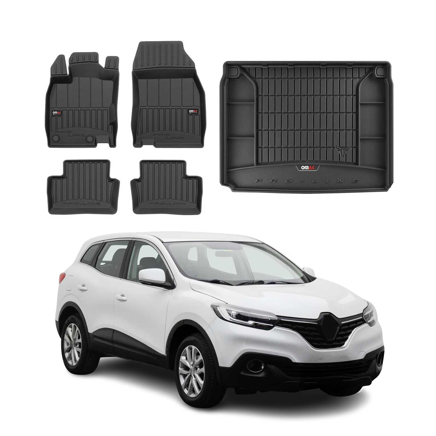 OMAC Fußmatten & Kofferraumwanne Set für Renault Kadjar 2015-2022 Gummi 5x