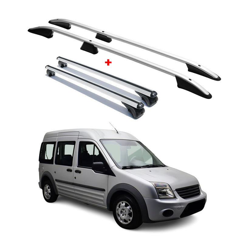 Dachträger + Dachreling für Ford Connect 2014-2021 Kurzer Aluminium Silber 4x
