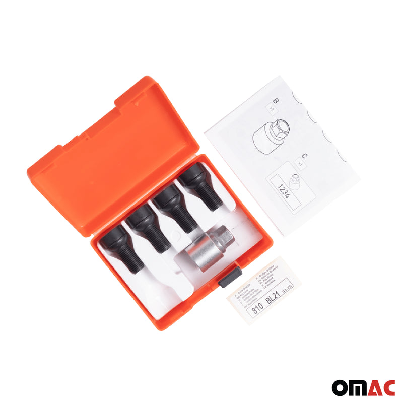 Radschloss Satz für VW Passat B9 Variant ab 2023 Felgenschloss Schwarz M12X1.5