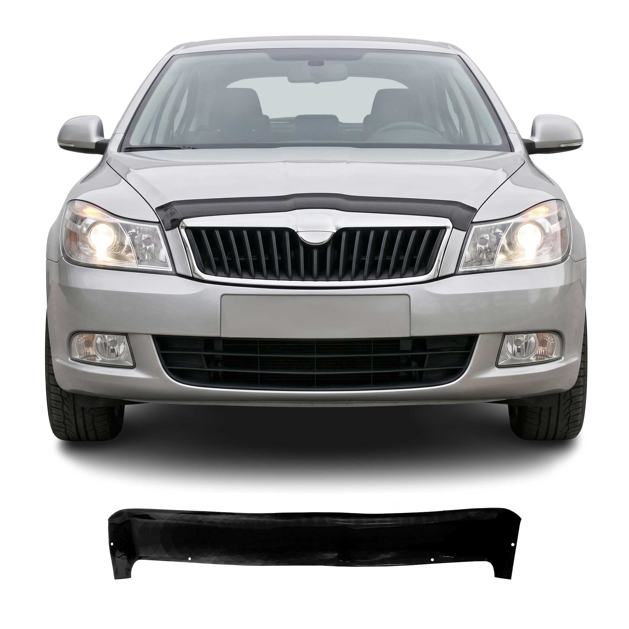 Motorhaube Deflektor Insekten Steinschlagschutz für Skoda Octavia 2004-13 Dunkel