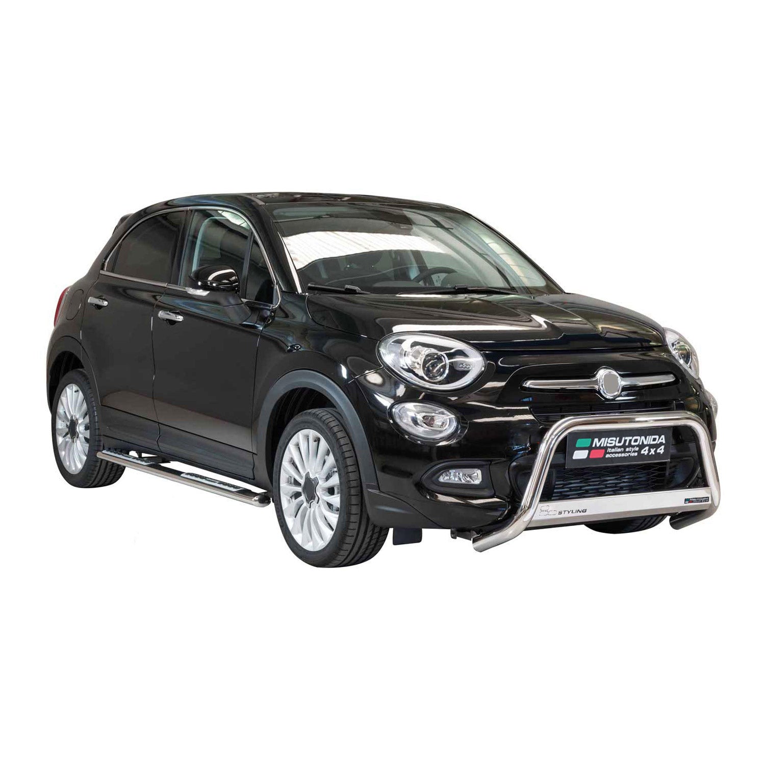 Edelstahl Seitenschweller Schwellerrohre für Fiat 500X 2014-2018 Silber
