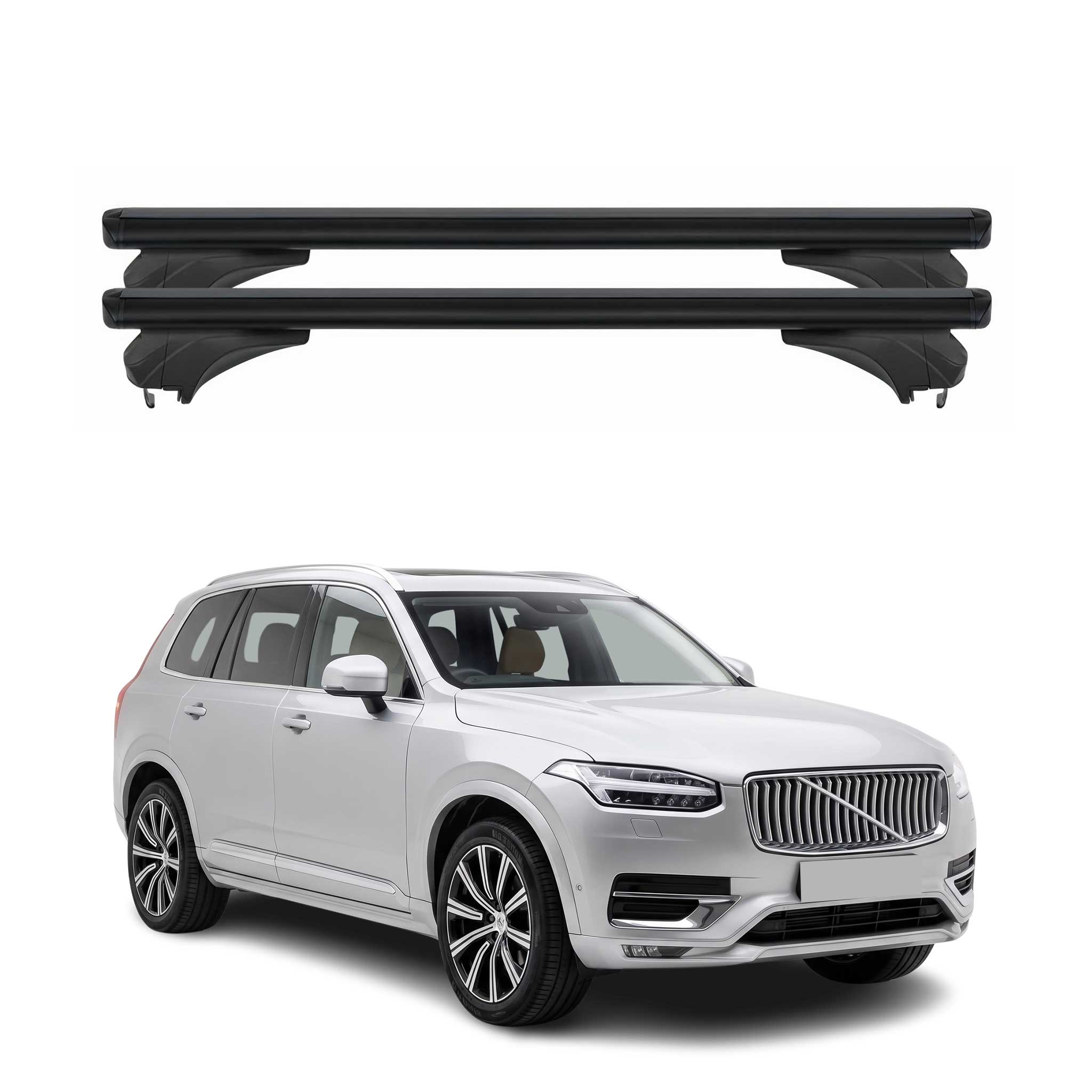 Menabo Dachträger für Volvo XC90 II 2019-2026 Facelift Aluminium Schwarz 2 tlg