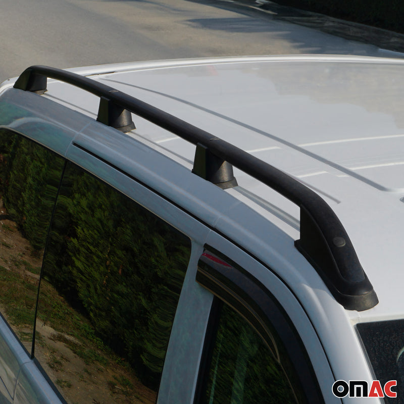 Dachreling Dachgepäckträger für VW Caddy 2003-2015 L2 Langer Alu Schwarz 2tlg