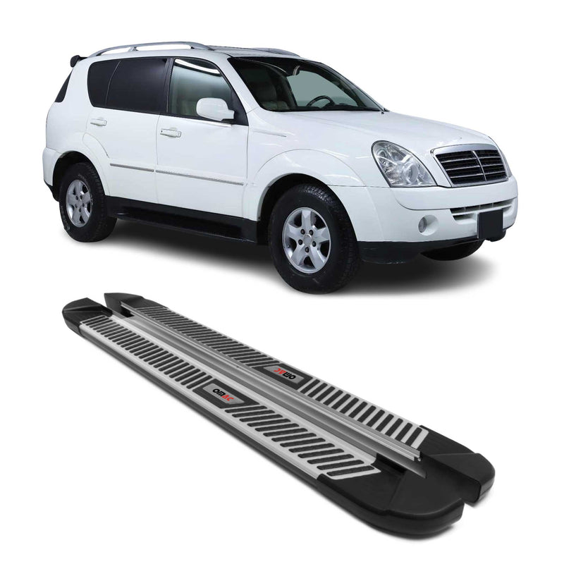 Trittbretter Seitenbretter Schweller für Ssangyong Rexton 2 2005-12 Alu Schwarz