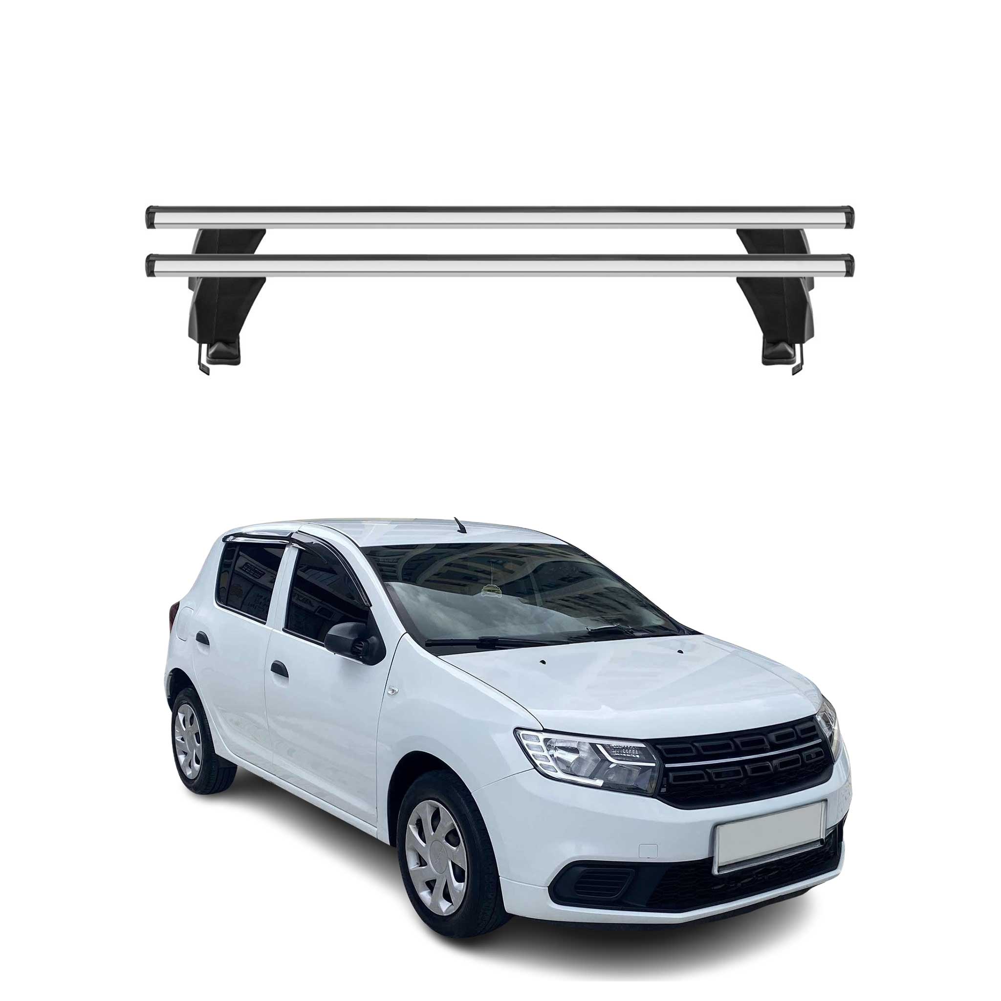 Menabo Dachträger Grundtäger für Dacia Sandero 2012-2020 50kg Alu Silber 2 tlg