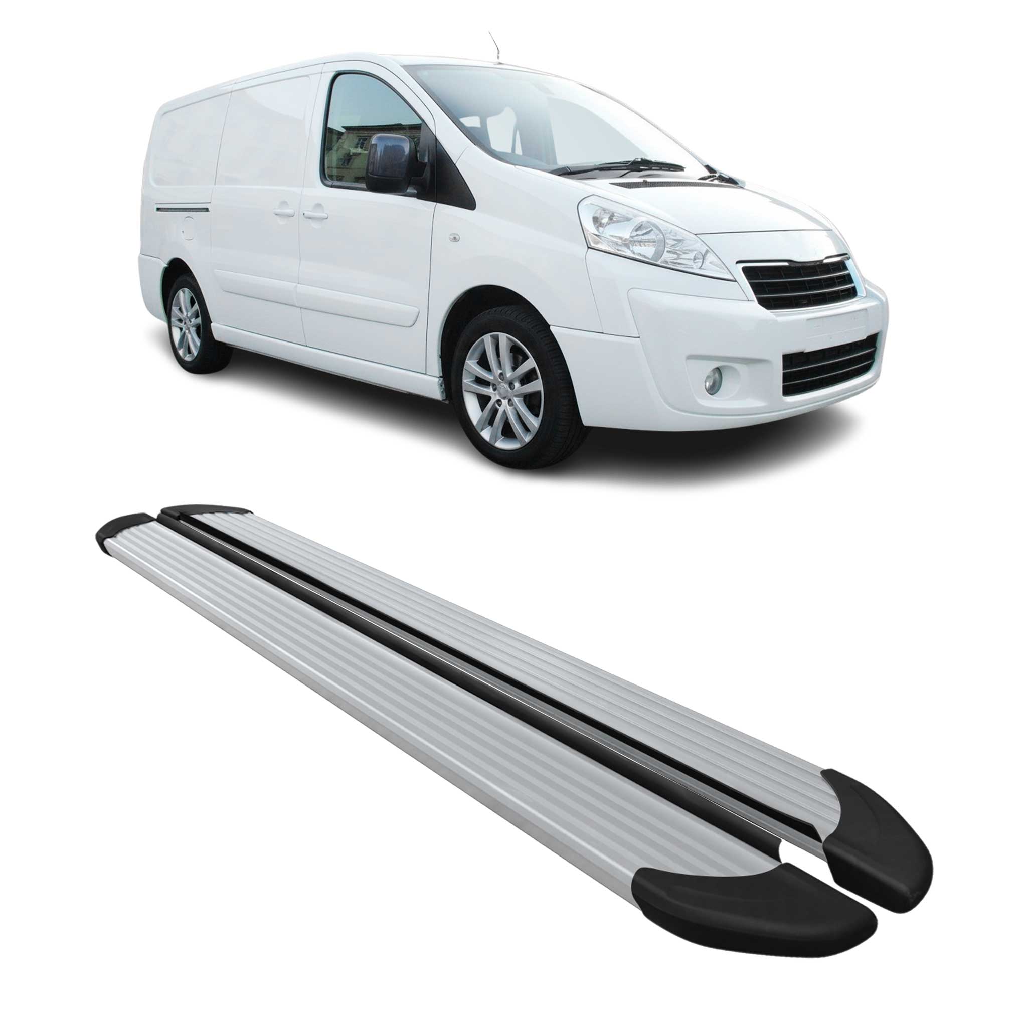 Seitenschweller Trittbretter Schweller für Peugeot Expert 2007-2016 L2 Alu Grau