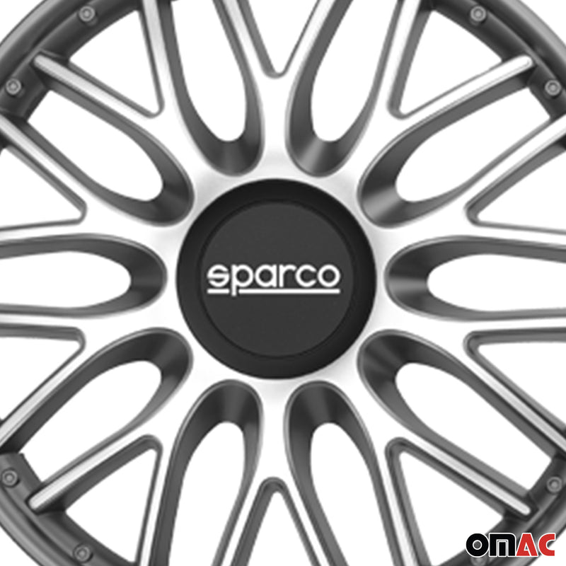 Radkappen Radzierblenden Sparco Roma 15" Zoll Auto Abdeckung Set Silber Grau 4x