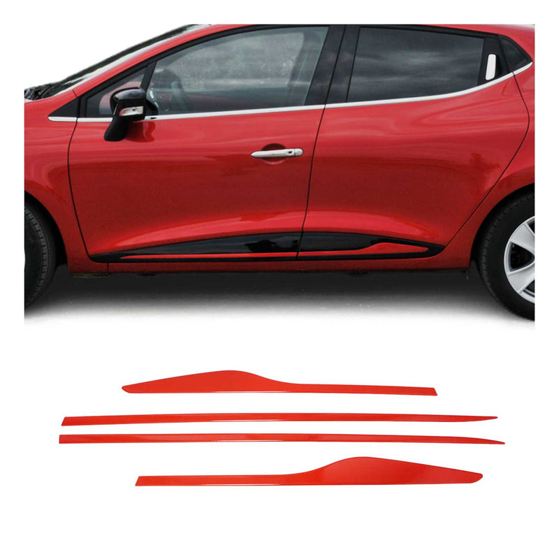 Seitentürleiste Türschutzleiste für Renault Clio 2012-2019 Edelstahl Rot 4x