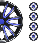 4x Radkappen Radzierblenden Radblenden 15" Zoll Stahlfelgen Schwarz Dunkel Blau