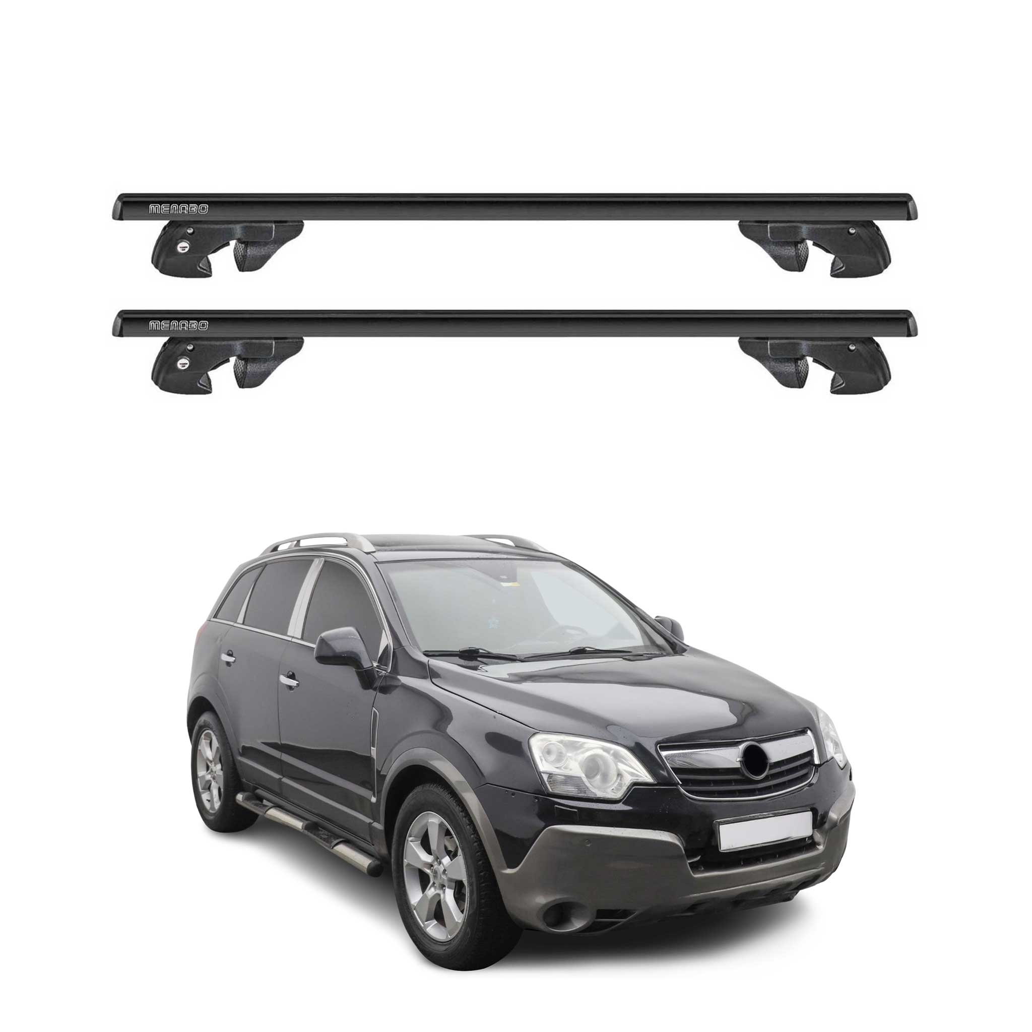 Dachträger Grundtäger für Opel Antara 2006-2015 Aluminium 90kg TÜV Schwarz 2tlg