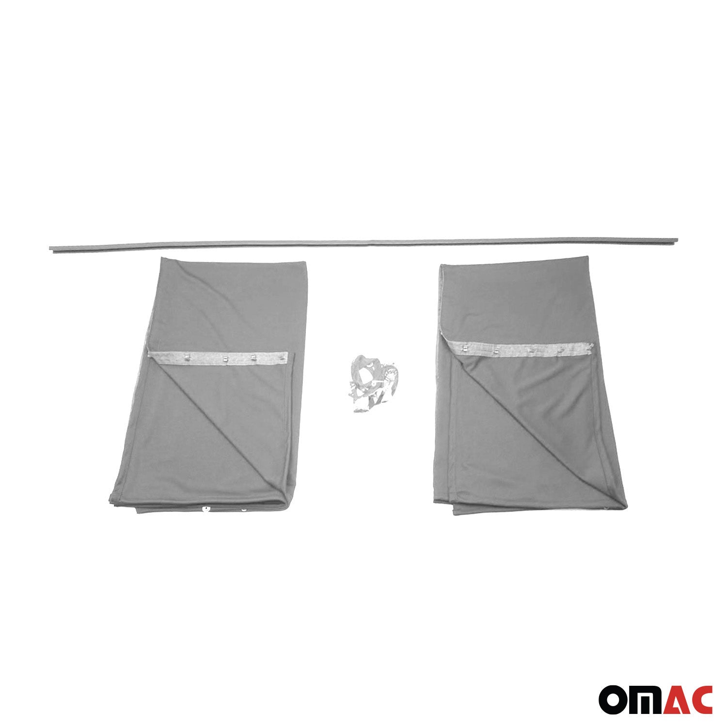 Kabinenvorhang Textil/Polyester Grau, 2 Vorhänge – 1 Profil 180x160 cm