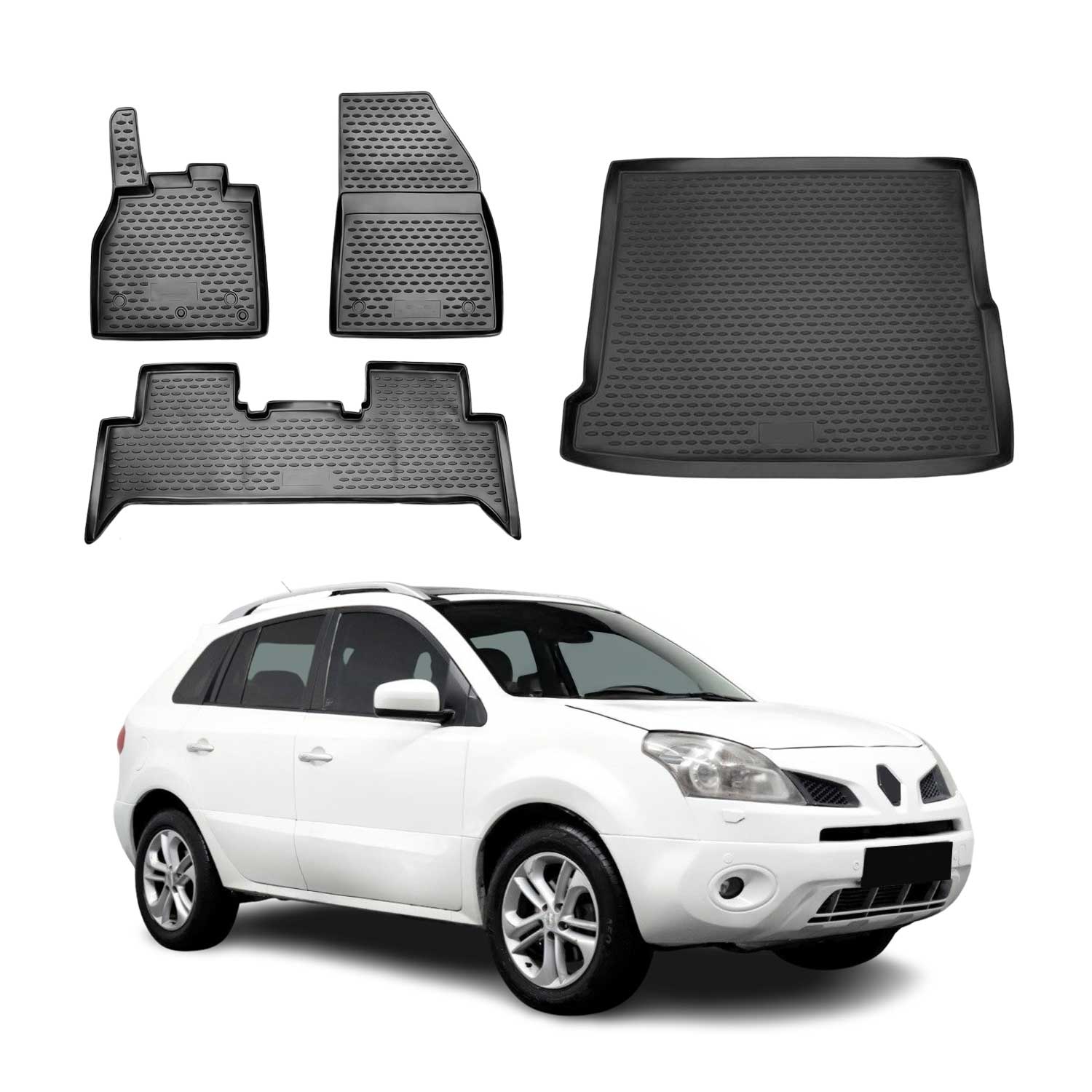Fußmatten & Kofferraumwanne Set für Renault Koleos 2008-2016 TPE Schwarz