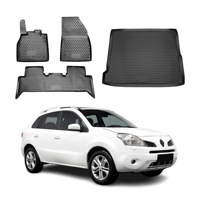 Fußmatten & Kofferraumwanne Set für Renault Koleos 2008-2016 TPE Schwarz