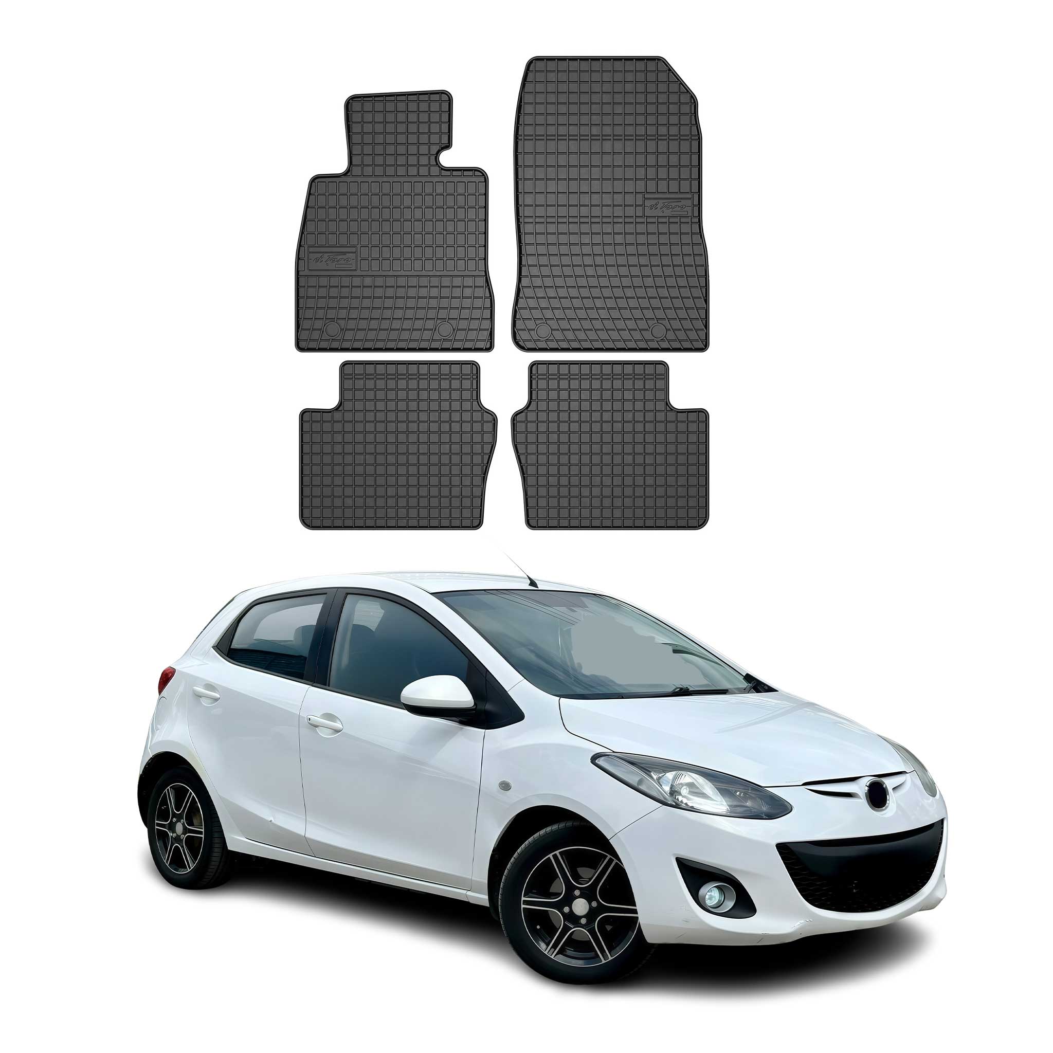 OMAC Gummi Fußmatten für Mazda 2 2015-2026 Automatten Gummi Schwarz 4tlg