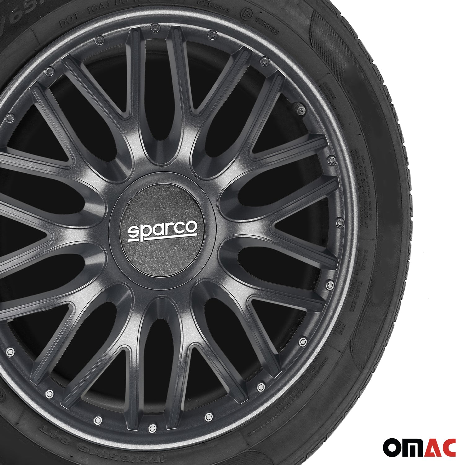 Radkappen Radzierblenden Sparco Roma 16" Zoll Auto Abdeckung Set Grau 4 Stück