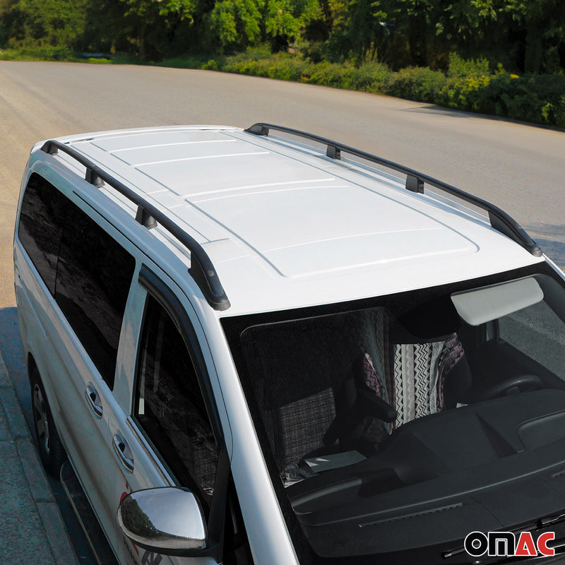 Dachreling Dachgepäckträger für VW Caddy 2003-2015 L2 Langer Alu Schwarz 2tlg
