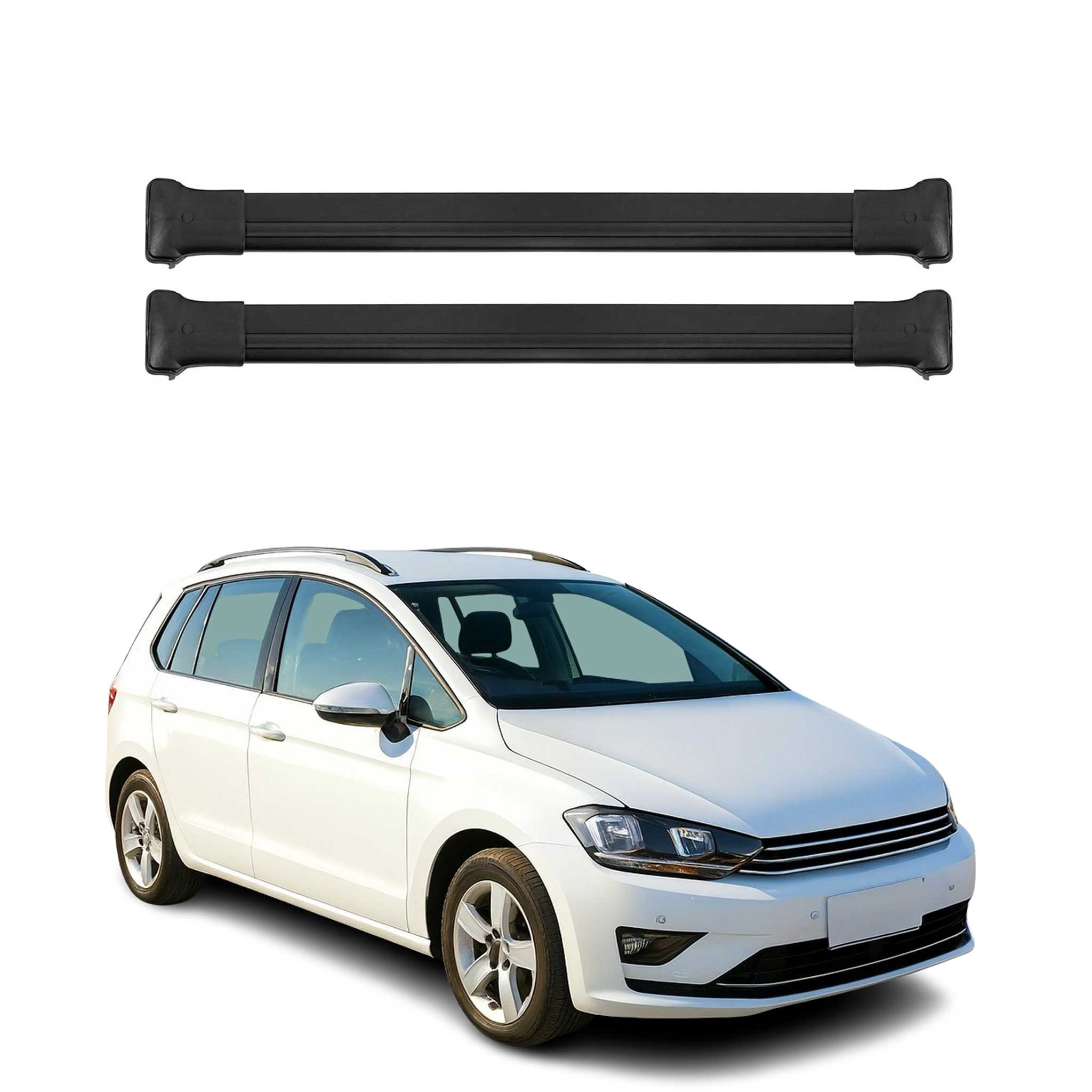 Dachträger Grundtäger für VW Golf Sportsvan 2013-2019 75kg Alu Schwarz 2 tlg