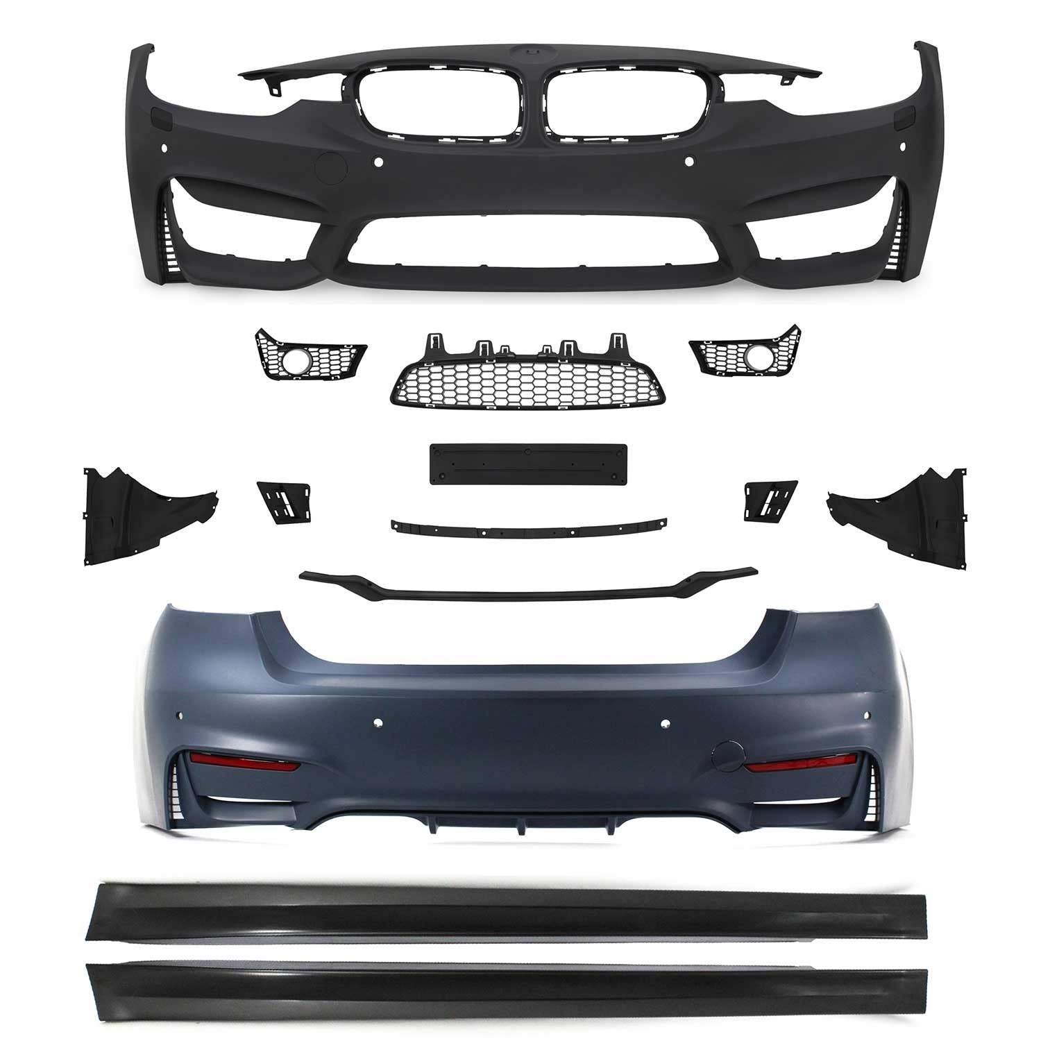 JOM Stoßstangen Kit & Seitenschweller für BMW F30 inkl. LCI 2011-2019 Schwarz