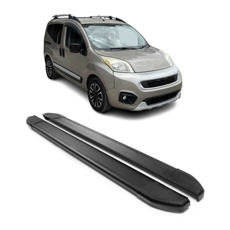 Aluminium Seitenschweller Trittbretter für Fiat Qubo 2007-2021 Schwarz 2tlg