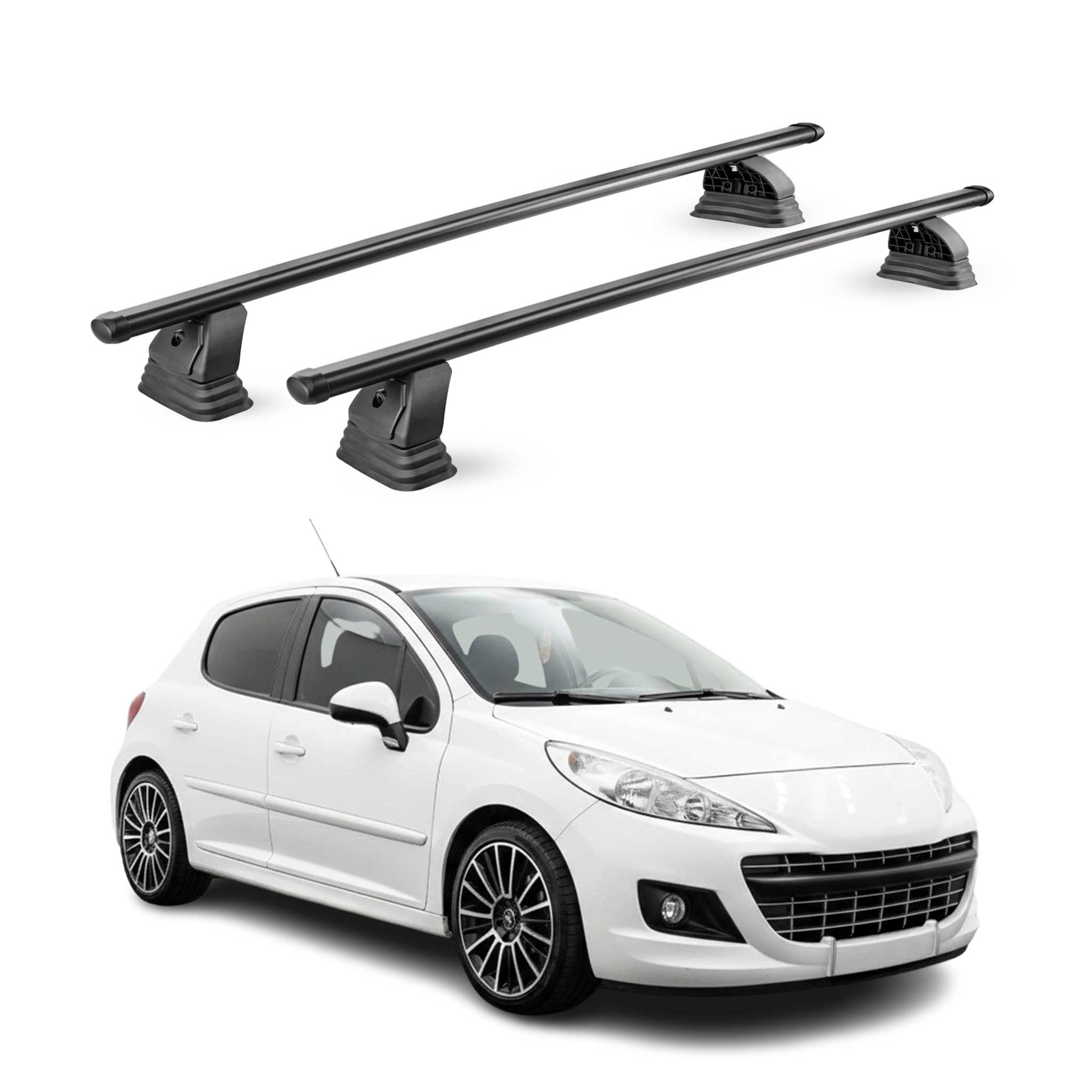 Stahl Dachträger für Peugeot 207 2006-2015 TÜV Abschließbar 75 kg 2tlg Schwarz