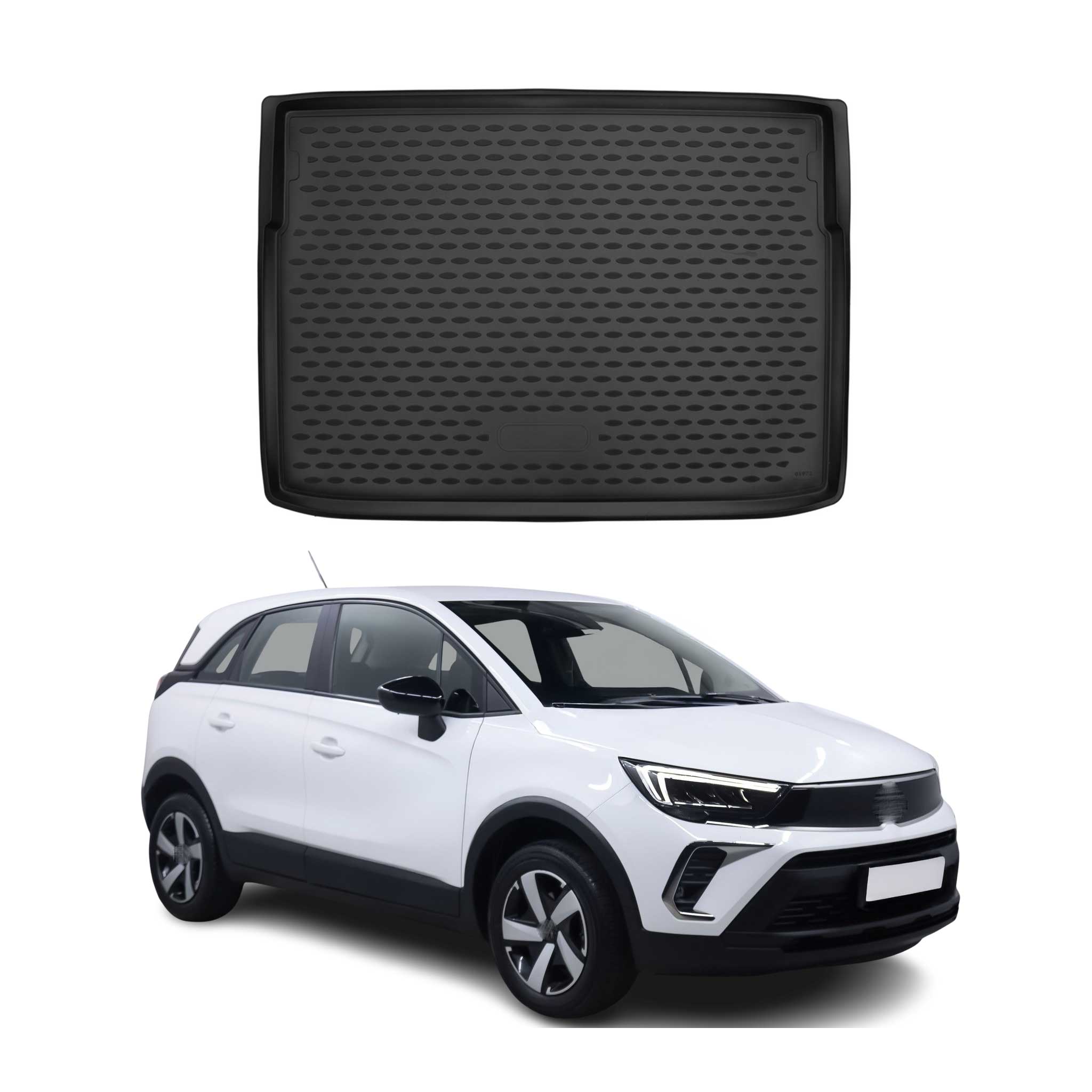 Kofferraummatte Kofferraumwanne für Opel Crossland X 2017-2024 Gummi TPE Schwarz