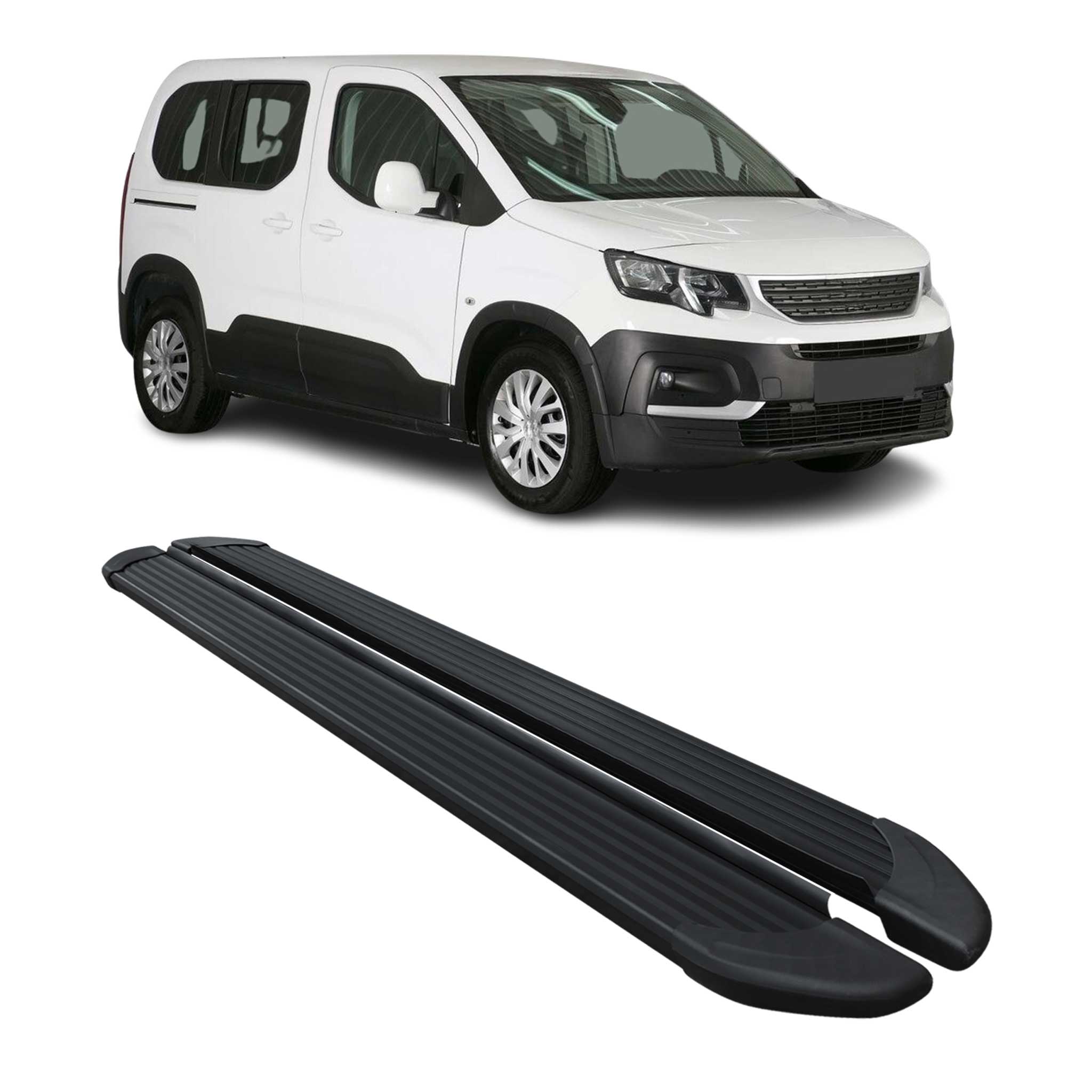 Trittbretter Seitenschweller für Peugeot Rifter 2018-2026 Kombi L1 Schwarz 2tlg