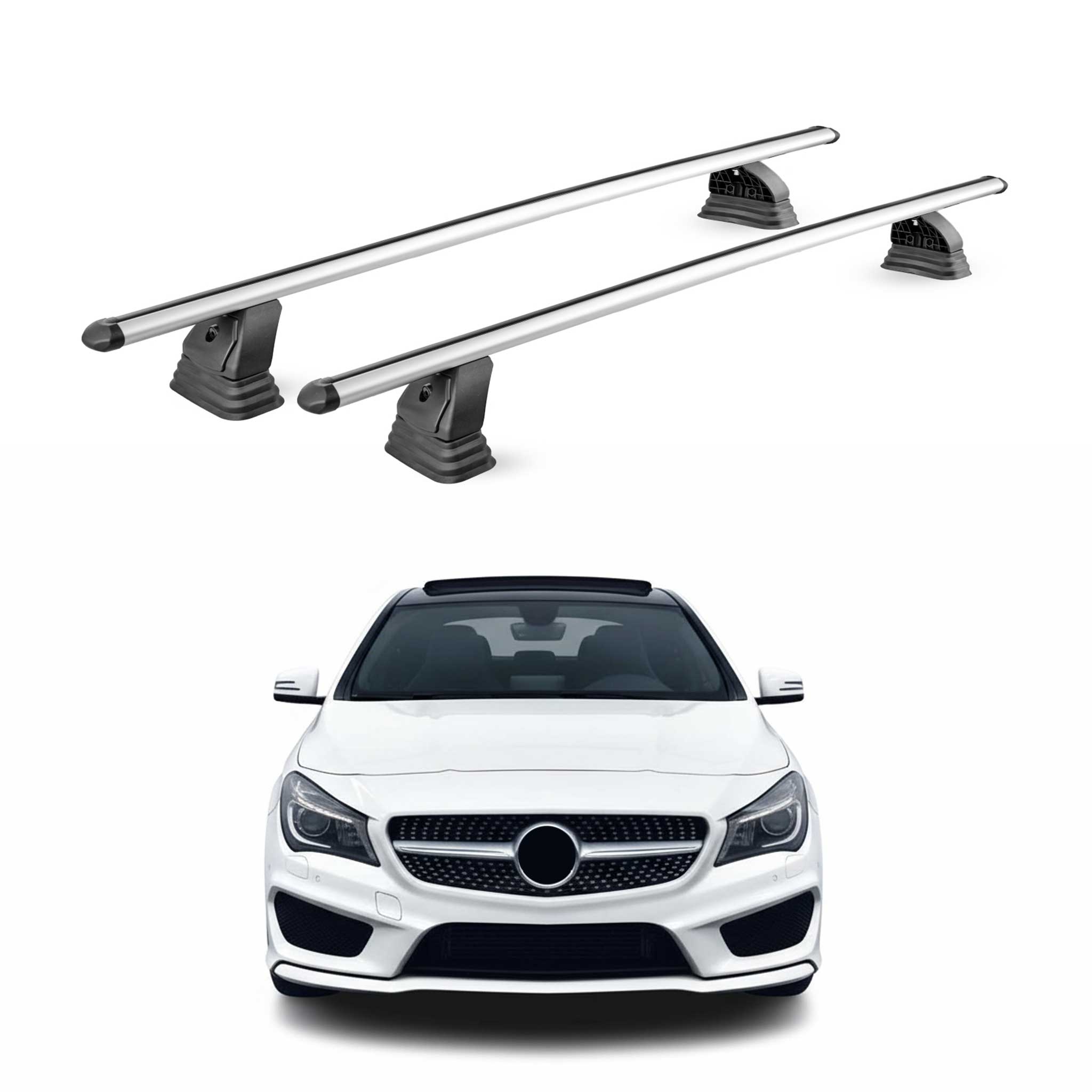 Alu Dachträger für Mercedes CLA C117 X117 2013-2019 T-Nut 75 kg 2tlg Silber