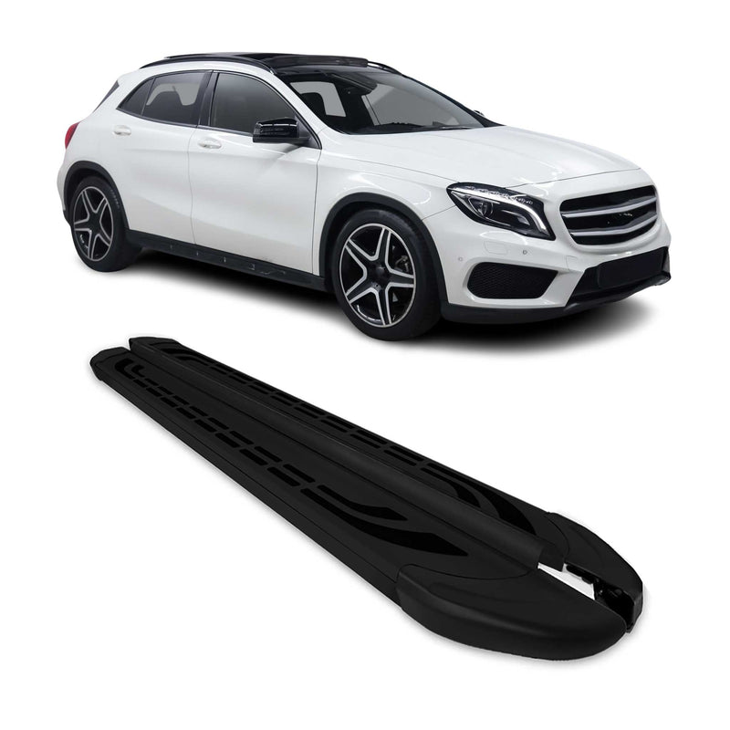 Trittbretter Seitenschweller für Mercedes GLA 2014-2020 Schwarz Aluminium 2 tlg